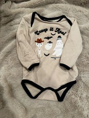Creep It Real Beige & Black Baby One-Piece Bodysuit